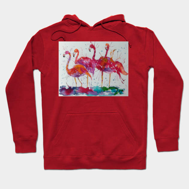 Pink Flamingos Hoodie by Casimirasquirkyart